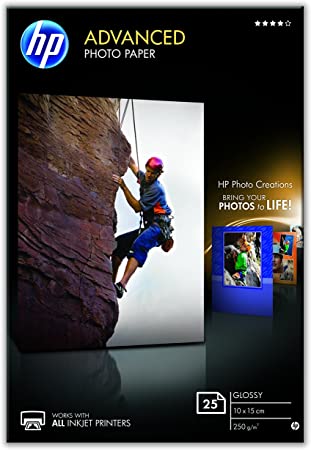 HP Q8691A, 10 x 15 cm Borderless, Advanced Glossy Photo Paper, 250 gsm, 25 Sheets