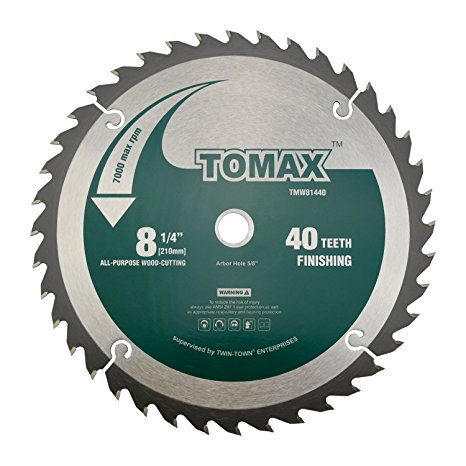 TOMAX 8-1/4-Inch 40 Tooth ATB Finishing Saw Blade with 5/8-Inch DMK Arbor