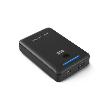 Portable Charger RAVPower 10050mAh Power Bank External Battery Pack with 2.4A Output, 2A Input and iSmart Technology for iPhone, Android, Windows Smartphones and More - Black