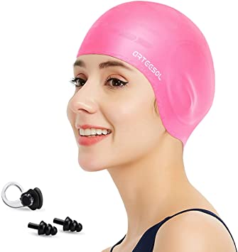 arteesol Swimming Caps - Silicone Swim Cap Swimming Hats Anti-Slip Waterproof Bathing Cap for Long Hair Women and Men