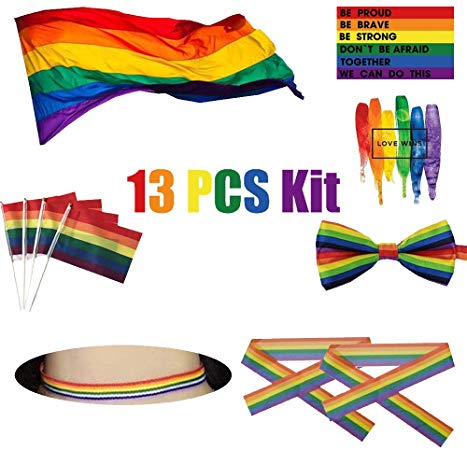 Big LGBT Flag- Rainbow Pride Polyester- Durabol Homosexual LGBT Cylindrical Lesbian for the Day of Pride LGBT Flag Kit Rainbow Symbol Gays, Lesbians, Love is love Parade Flag(Delivered by Amazon)