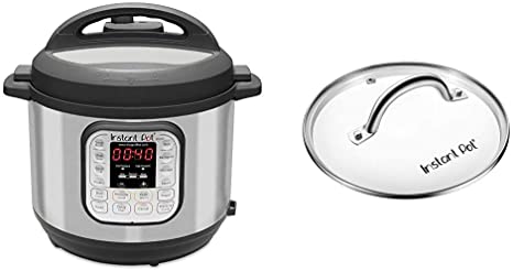 Instant Pot Duo 7-in-1 Electric Pressure Cooker, Sterilizer, Slow Cooker, Rice Cooker, Steamer, Saute, Yogurt Maker, and Warmer, 8 Quart, 14 One-Touch Programs & 8 Quart Glass Lid