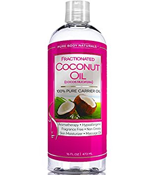 Pure Body Naturals Fractionated Coconut Carrier Oil, 16 fl. oz.