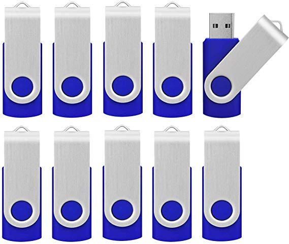 Kootion 16 GB USB 3.0 Flash Drive 16gb Flash Drives 10pcs Thumb Drive Keychain Jump Drive Swivel Memory Sticks, Blue