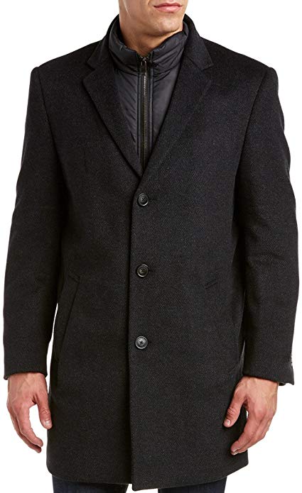Hart Schaffner Marx Men's Kingman Herringbone Wool-Blend Coat with Detachable Bib