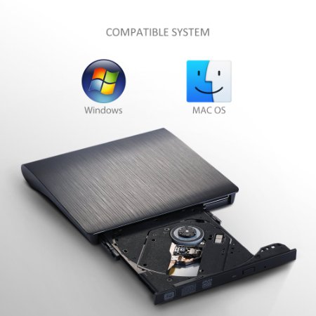 Pictek External DVD Drive, USB 3.0 Slim Portable CD/DVD-RW Combo Burner Writer Player for Apple Macbook, Macbook Pro, Macbook Air or Laptops, Desktops