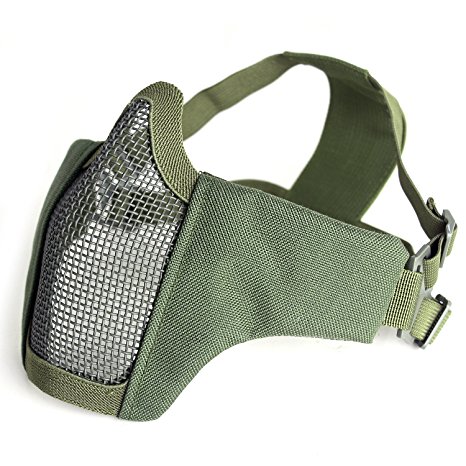 Tactical Foldable Half Face Mesh Mask for Paintball / Airsoft / CS with Adjustable, Elastic Belt Strap (Green)