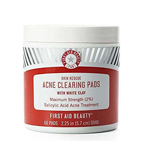 First Aid Beauty Skin Rescue Acne Clearing Pads with White Clay, 60 Pads