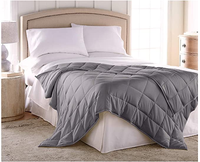 Harmonia Weighted Blanket Adult 10 lbs :: Cotton Shell, Glass Bead Fill, 60" x 80", Dark Gray   Cotton Duvet Cover, Weighted Blanket for Adults 10 lbs