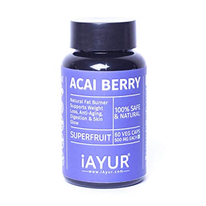 iAYUR Acai Berry Extract 500 Mg | Tested & Certified 100% Potent, Natural, Pure & Safe - Natural Fat Burner Supports Weight Loss & Skin Glow