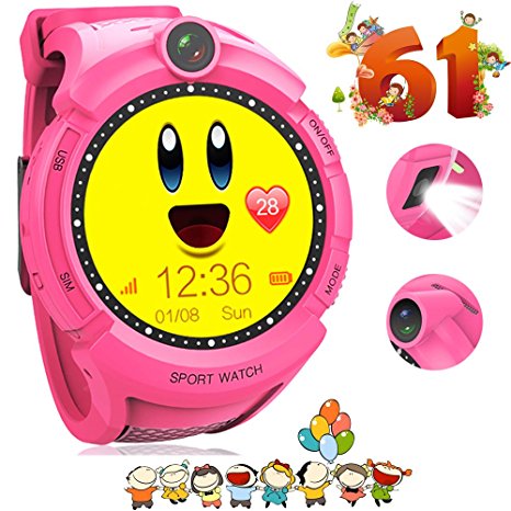 Kids GPS Smart Watch,GPS Tracker Bracelet with Camera Classic Round Touch Screen Flashlight Anti-lost Location SOS Call Wristwatch for Children