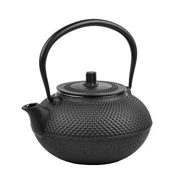 Spigo Tokyo Cast Iron Enamel and Stainless Steel Infuser Teapot, Black, 50 Ounces