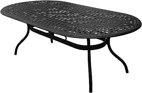 Oakland Living Modern Outdoor Mesh 95-in Black Oval Large Cast Aluminum Metal Patio Dining Table