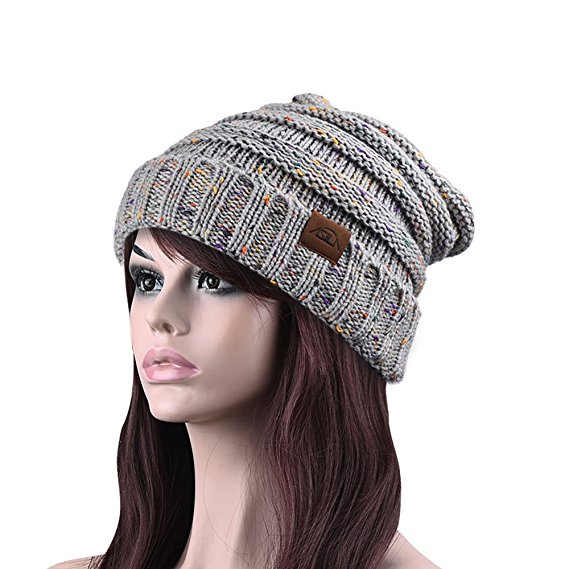 ASILA Women hat Knit Beanie Winter hat Chunky Thick Stretchy Slouchy Wool Hat Skull Cap for Women