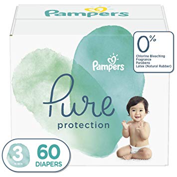 Diapers Size 3 - Pampers Pure Protection Disposable Baby Diapers, 60 Count, Super Pack (Packaging May Vary)