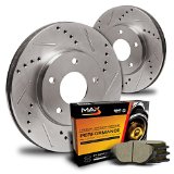 Max KT065931 Front Premium Slotted and Drilled Rotors and Ceramic Pads Combo Brake Kit