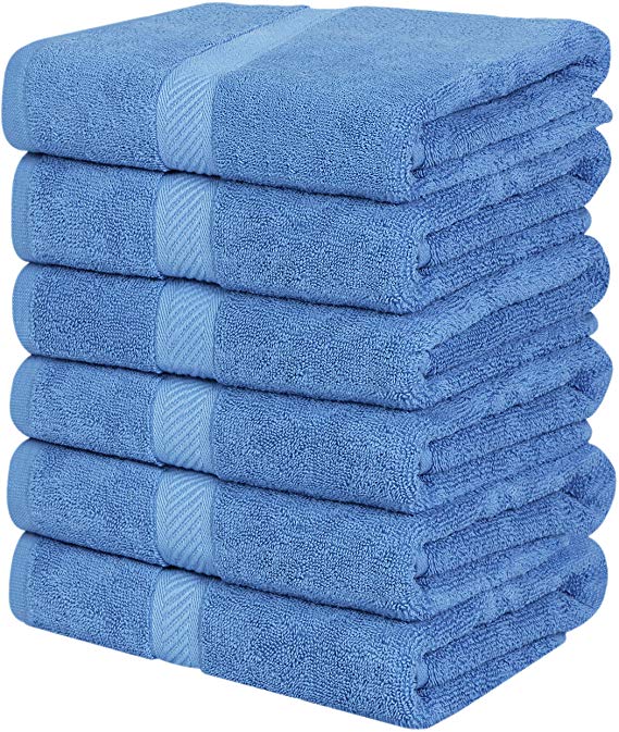Utopia Towels Cotton Towels, 6 Pack, (24 x 48 Inches), Pool Towels and Gym Towels, Wedgewood