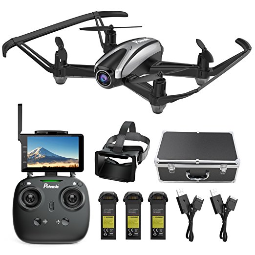 Drone with Camera, Potensic RC Quadcopter Racing Drone with 720P HD Camera RTF 4 Channel 2.4GHz 6-Gyro(360 Degree Flip) Headless Mode & Altitude Hold Function & Carrying Case & VR Glasses