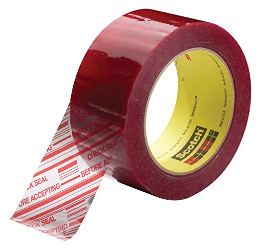 Scotch Printed Message CHECK SEAL BEFORE ACCEPTING Box Sealing Tape 3779 Clear, 48 mm x 100 m, Conveniently Packaged (Pack of 1)