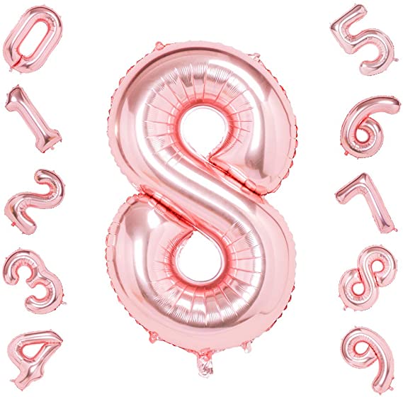 40 Inch Large Rose Gold Balloons Numbers 8,Foil Helium Digital Balloons for Birthday Decorations