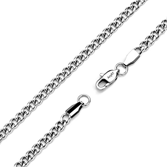 AmyRT Jewelry 4.5mm Titanium Steel Mens Beveled Curb Link Chain Silver Gold Necklace 16" - 30"