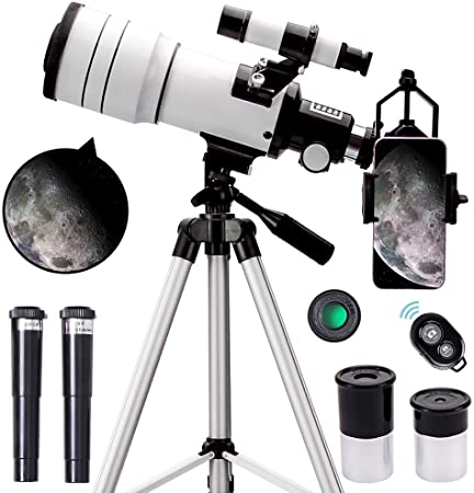ToyerBee Telescope for Kids &Adults &Beginners,70mm Aperture 300mm Astronomical Refractor Telescope(15X-150X),Portable Travel Telescope with an Adjustable Tripod,A Phone Adapter&A Wireless Remote