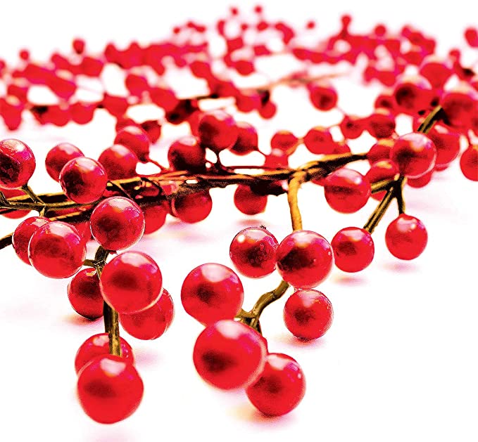 OLYPHAN Holiday Garland Red Berry Garlands Thanksgiving Table Decor, Christmas Fireplace Decoration Banister for Winter Holidays/Artificial Burgundy Berries for Indoor/Outdoor Xmas 6 Feet Long (6Ft)