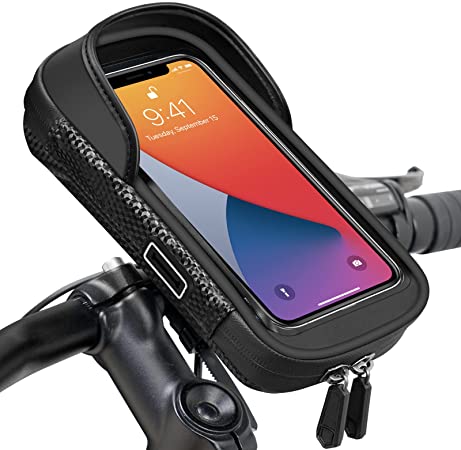 Vitalismo Bike Phone Holder Waterproof - Phone Holder for Bike 360° Rotation, Cycling Handlebar Bag with Sensitive Touchscreen, Mountain Bike Accessories, Phone Mount for Cellphone Below 7 inch Black