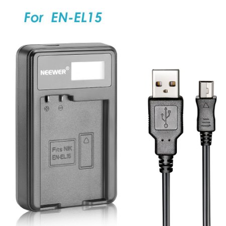 Neewer USB Battery Charger for EN-EL15 Rechargeable Battery for Nikon D600 D610 D7000 D7100 D750 D800 D800S D800E D810
