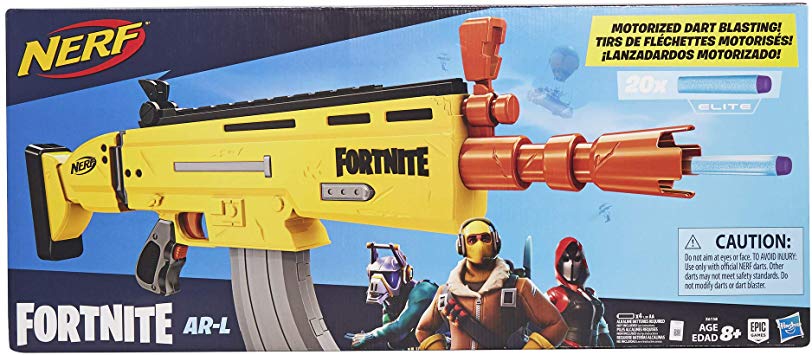 Nerf Fortnite AR-L Motorised Toy Blaster, 20 Official Fortnite Elite Darts, Flip Up Sights-for Youth, Teens, Adults