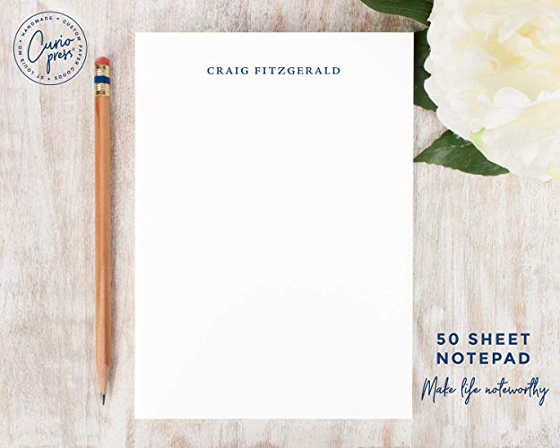 SIMPLICITY NOTEPAD - Personalized Custom Masculine Simple Professional Stationery/Mens Stationary Pad/Dad Husband Boss Gift
