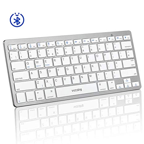 VicTsing【2020 Upgraded】Ultra-Slim Bluetooth Keyboard Compatible with Apple Mac iOS Tablet iPad etc, White