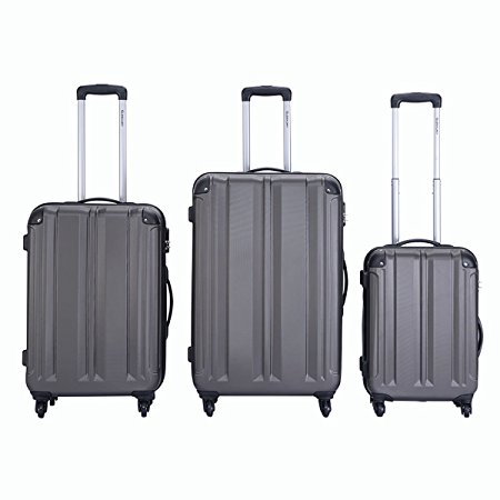 Goplus® GLOBALWAY 3 Pcs 20" 24" 28" Luggage Travel Set Bag ABS Trolley Suitcase Gray New