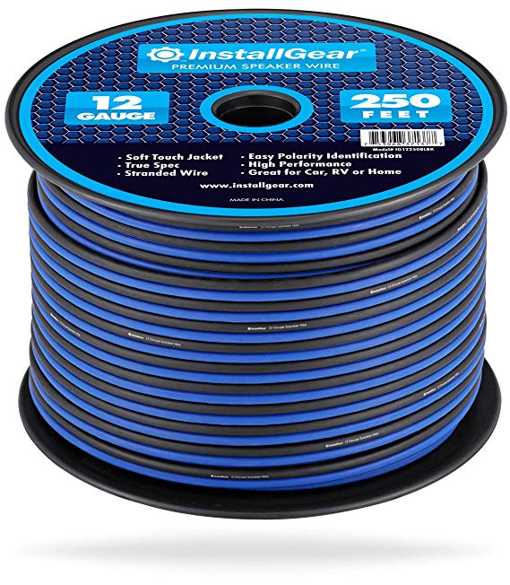 InstallGear 12 Gauge Speaker Wire (250-feet - Blue/Black)