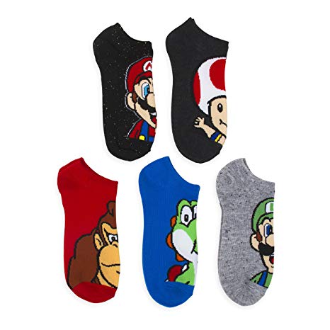 Super Mario Bros.Speckled Fleck 5 Pk No Show Socks