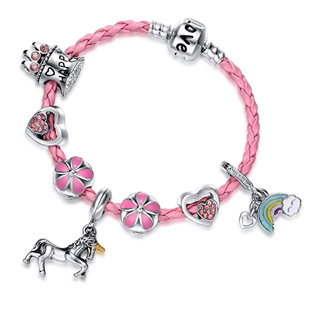Doctor Unicorn Pink Unicorn Birthday Charm Bracelet Jewelry Gifts for Girls