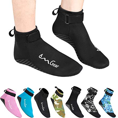 Water Socks Neoprene Socks Beach Booties Shoes 3mm Glued Blind Stitched Anti-Slip Wetsuit Boots Fin Swim Socks for Water Sports Outdoor Activities Home Slippers