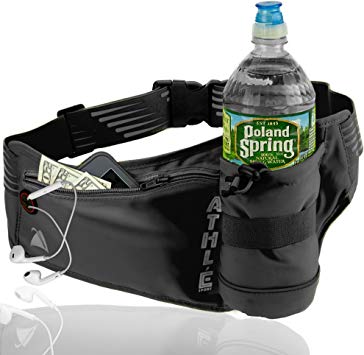 Athlé Running Fanny Pack with Water Bottle Holder - Adjustable Run Belt Storage Pouch with Zipper Pocket for Sports and Travel – 360° Reflective Band – Fits iPhone Plus, Galaxy Note