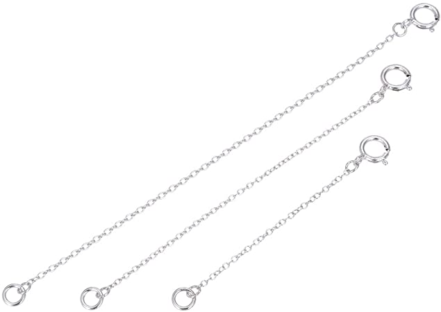 1 Set Sterling Silver Chain Extender Strong and Long Lasting - 2" 4" 6 inch Chain Extension for Necklace Anklet Bracelet (3pcs) SS287-246