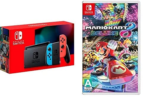 Nintendo Switch with Neon Blue and Neon Red Joy‑Con - HAC-001(-01) & Mario Kart 8 Deluxe - Nintendo Switch