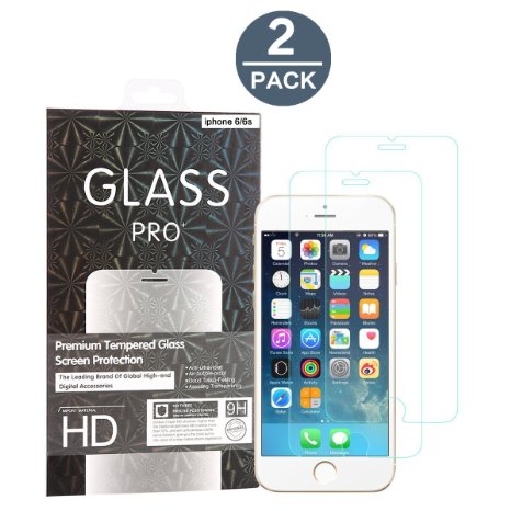 (2 Pack) iPhone 6S Glass Screen Protector, Abestbox iPhone 6 / 6s (4.7 inch ONLY) 9H HD Premium Tempered Glass, [0.26mm Thickness], 99.9% Light Transmission, Most Durable
