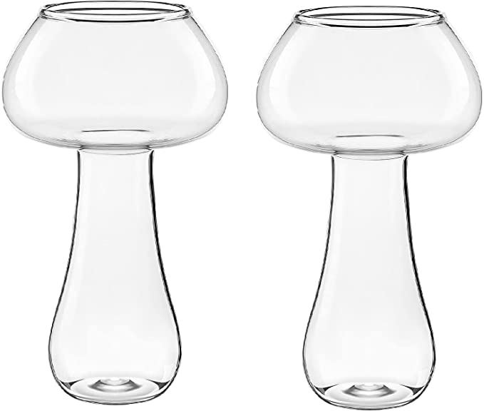 DOITOOL 2Pcs Mushroom Glasses Creative Mushroom Shaped Cocktail Glass Glass Goblet 280ML Mushroom Cocktail Glass Wine Glasses for Party Novelty Mushroom Glasses Drinking for Bar Home