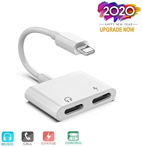 Headphones Adapter for iPhone 8 Headphone Jack Adapter Dongle Aux Cord Aux Cable Aux Adapter Headphone Splitter Audio & Charger & Call & Sync Support for iPhone 11/XR/8/8Plus/7/7Plus/X/XS