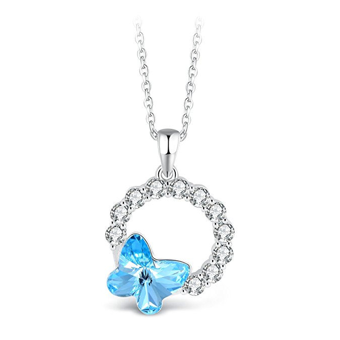 T400 Jewelers Butterfly Pendant Necklace, Dream Chasers Swarovski Elements Crystal Necklace Mother's Day Gift