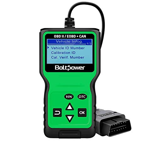 Bolt Power OBD2 Scanner Code Reader, Read and Erase Fault Codes, Automotive Car Emission Monitor, Check Engine Light CAN Diagnostic OBD II Scan Tool for Japanese, European, American Automobiles
