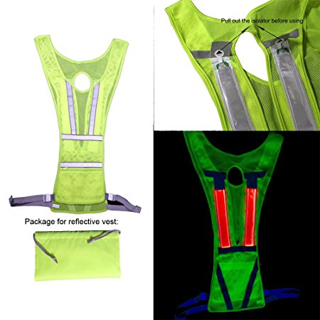Higo LED Reflective Vest, High Visibility Safety Vest, Glow in the Dark Reflective Gear for Running Cycling Jogging Dog Walking