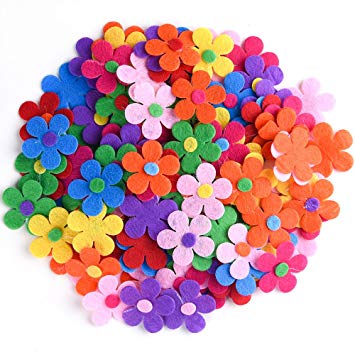 Coopay 120 Pieces Felt Flowers Fabric Flower Embellishments Assorted Colors for DIY Crafts