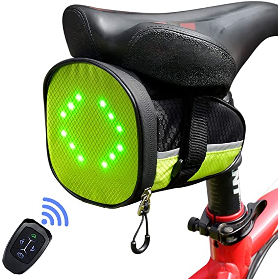 ECEEN LED Cycling Saddle Bag Bicycle Under Seat Bag with Reflective Turn Signal Direction Indicator Light & Wireless Remote Control Durable Rechargeable Lightweight Waterproof for Safe Riding