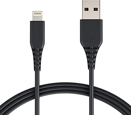 AmazonBasics Lightning to USB A Cable, MFi Certified iPhone Charger, Black, 3 Foot, 2 Pack