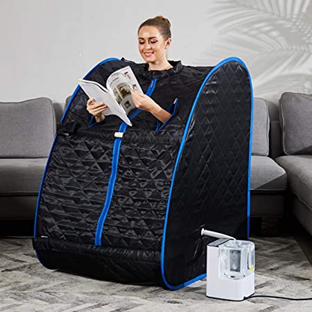 Mauccau Portable Steam Sauna for Home Personal Steam Sauna Spa for Weight Loss Detox Relaxation, 2.5L Sauna Tent with Foldable Chair Timer Remote Control (Blue)